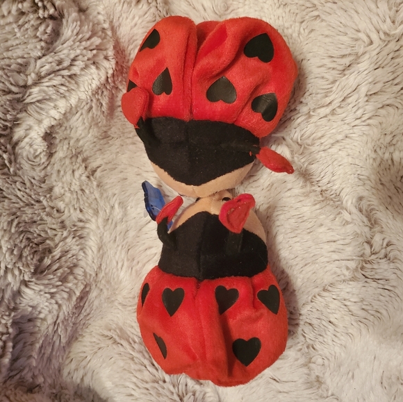 5" Vtg Valentine Plush Kissing Ladybugs Stuffed Toy With Pull String Applause - Picture 3 of 8